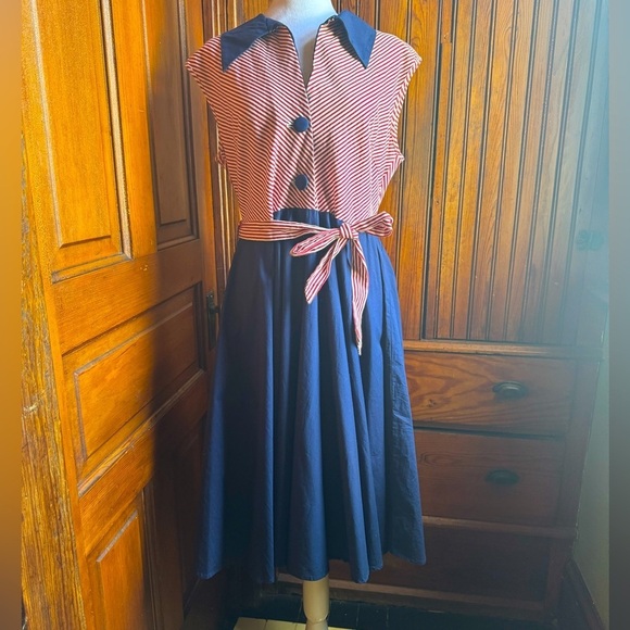 Maggie Tang Vintage-Style Sleeveless Dress Size L/LL Pinup Rockabilly - Picture 1 of 9